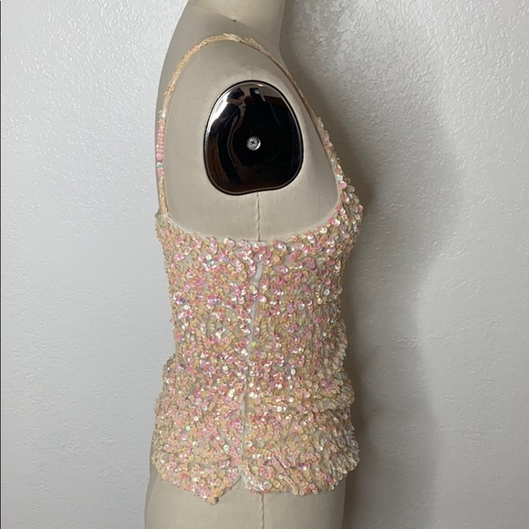 Vintage cream mesh Y2k clueless party top M - Picture 3 of 6